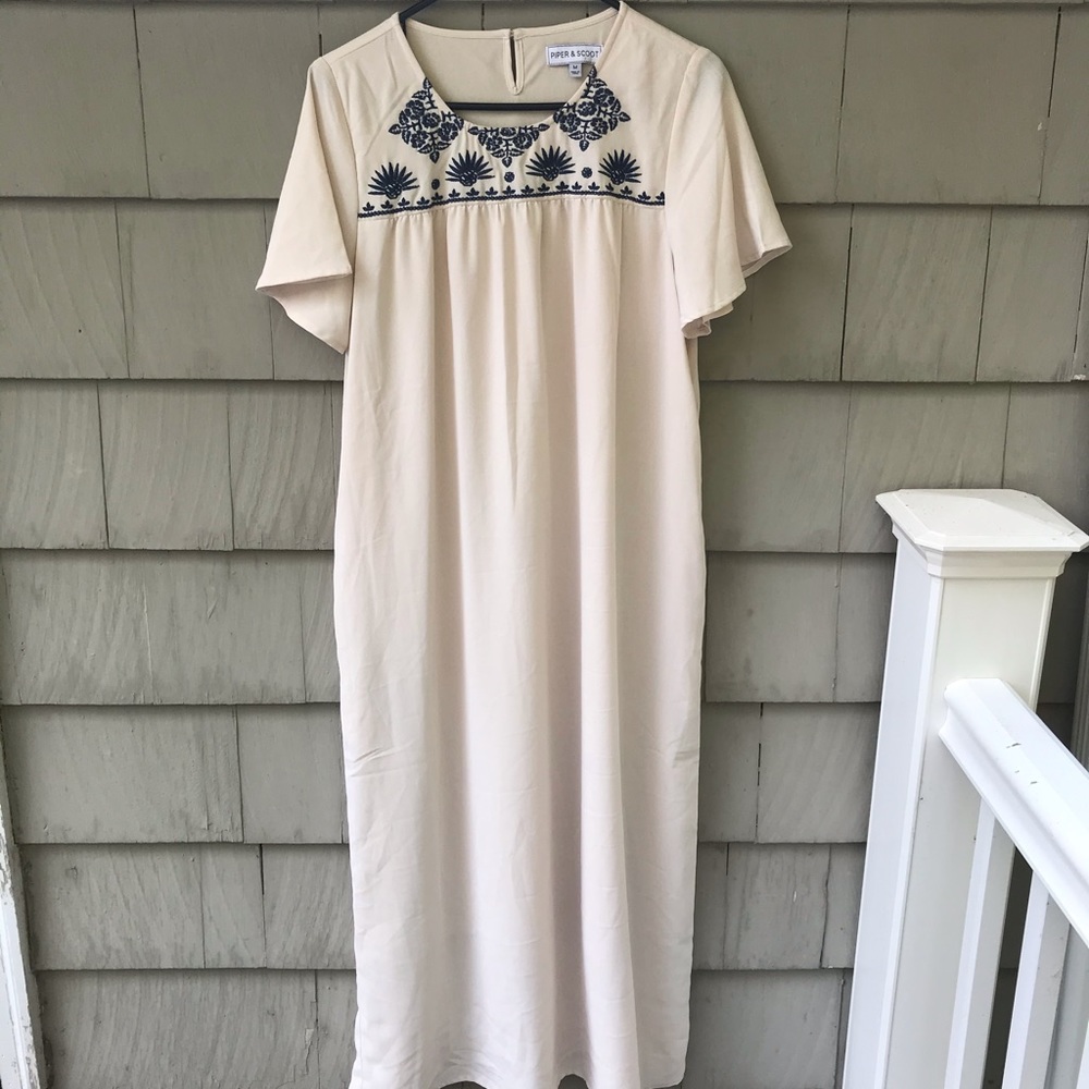 Embroidered Midi Dress